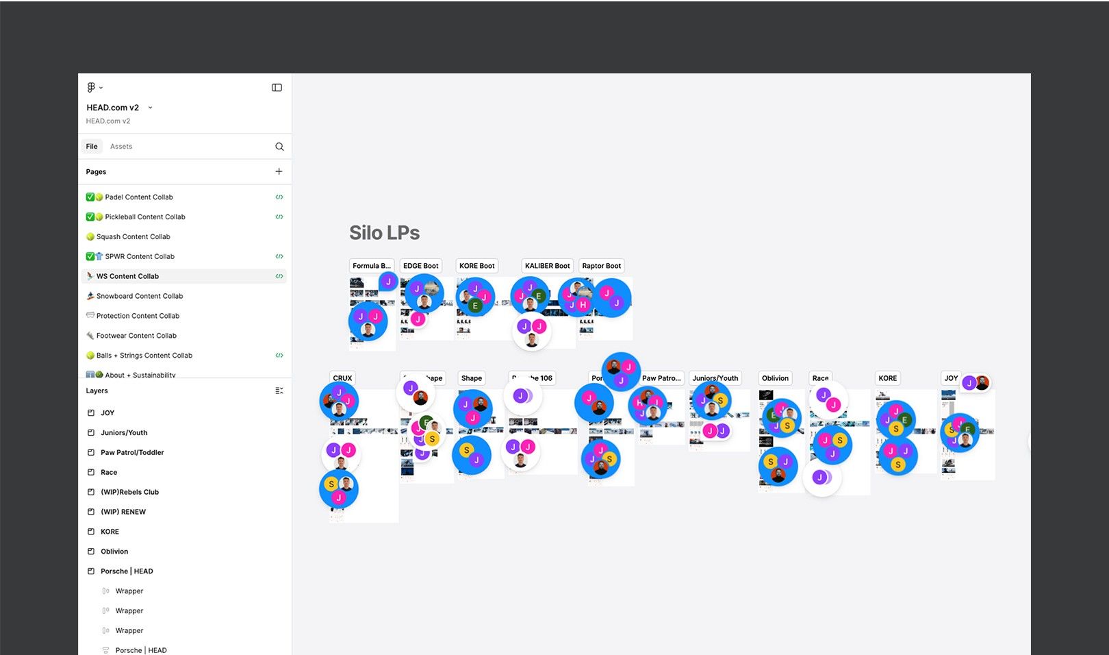Landing-page templates assembled from system components in Figma