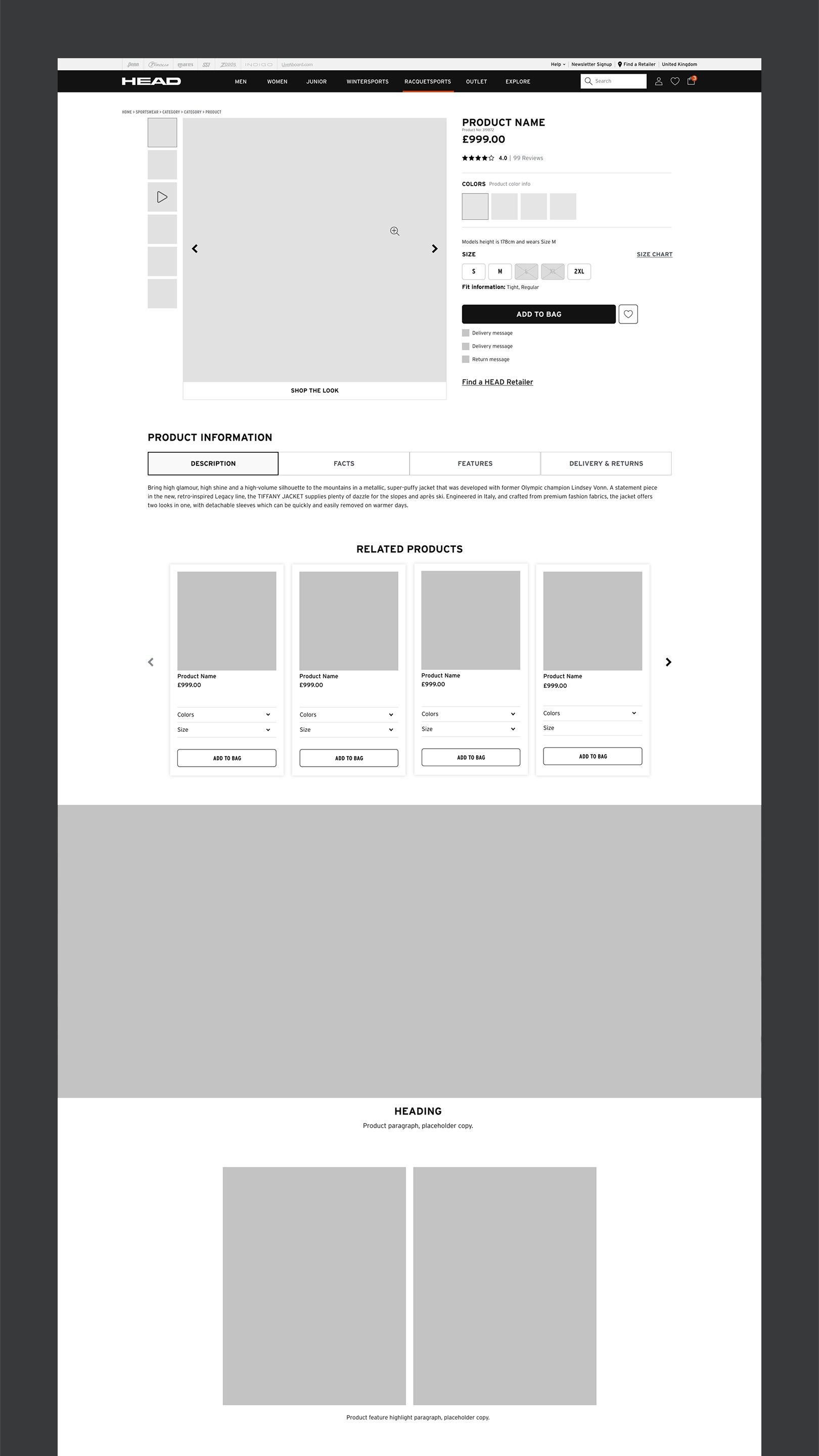 Low-fidelity wireframe of the new homepage