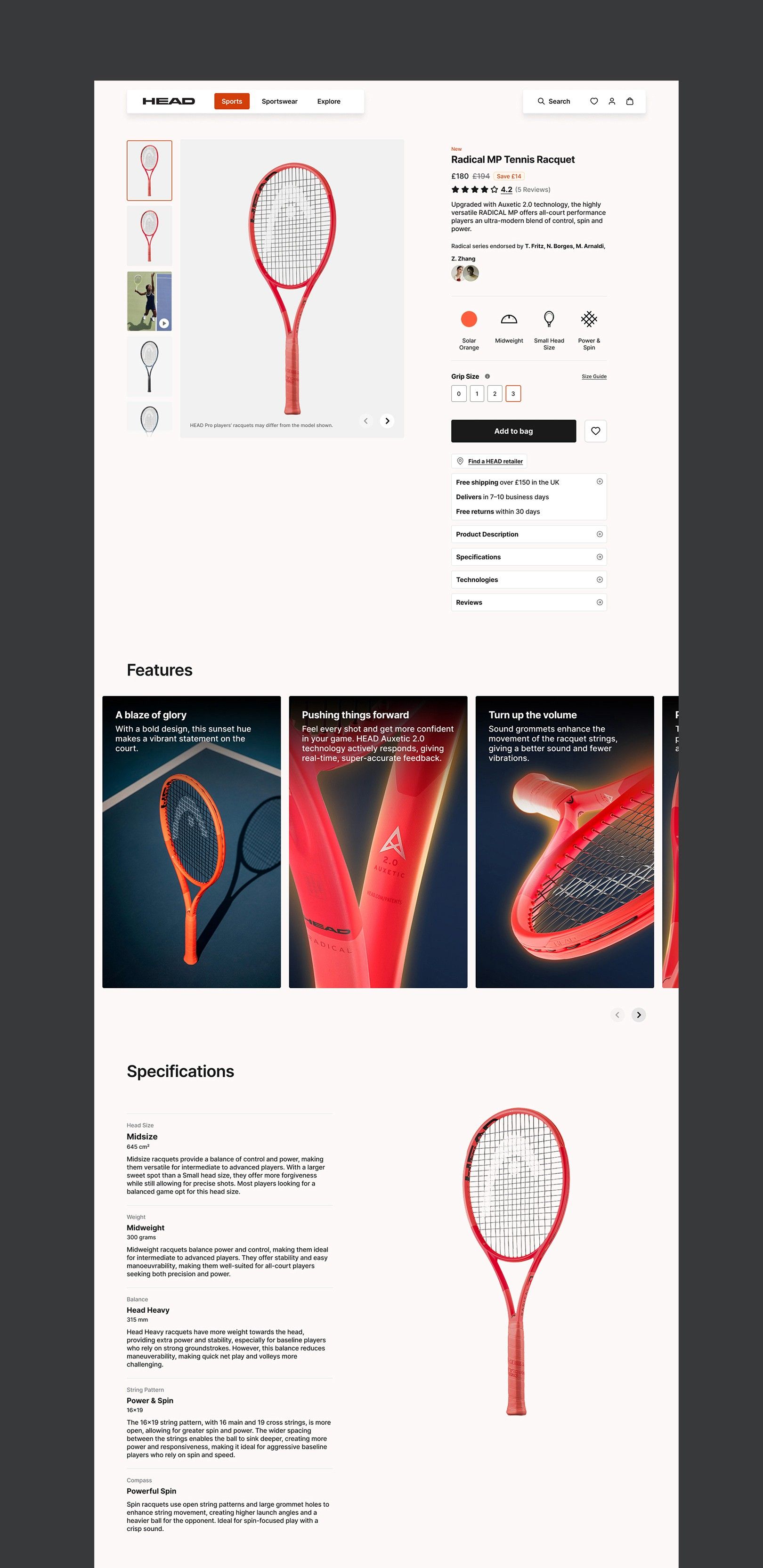 The full redesigned product detail page